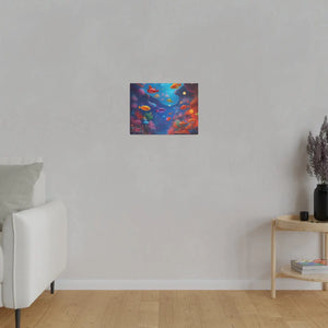 Vibrant Matte Canvas - Psychedelic Shoal Colorful Fish - Dipaliz - Posters Prints & Visual Artwork