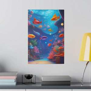 Vibrant Matte Canvas - Psychedelic Shoal Colorful Fish - Dipaliz - Posters Prints & Visual Artwork