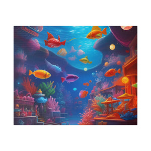 Vibrant Matte Canvas - Psychedelic Shoal Colorful Fish - Dipaliz - Posters Prints & Visual Artwork