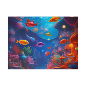 Vibrant Matte Canvas - Psychedelic Shoal Colorful Fish - Dipaliz - Posters Prints & Visual Artwork
