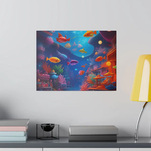 Vibrant Matte Canvas - Psychedelic Shoal Colorful Fish - Dipaliz - Posters Prints & Visual Artwork