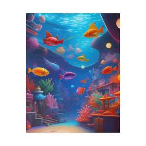 Vibrant Matte Canvas - Psychedelic Shoal Colorful Fish - Dipaliz - Posters Prints & Visual Artwork