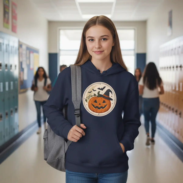 Dipaliz Pumpkin and Bats Youth Hoodie Cotton Blend Fleece - Hoodies - m
