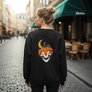 Dipaliz Pumpkin Skull Crewneck Sweatshirt Halloween - Sweatshirts