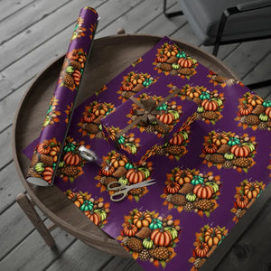 Gift Wrap Papers Autumn Leaves Pumpkins Design by Dipaliz - 30’’ x 180’’ / Glossy - Wrapping Paper
