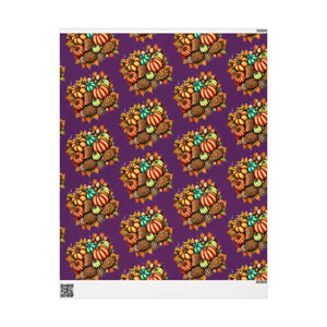 Gift Wrap Papers Autumn Leaves Pumpkins Design by Dipaliz - 30’’ x 36’’ / Matte - Wrapping Paper