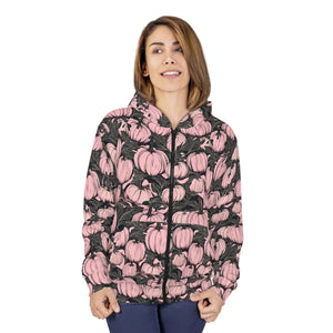 Women’s Pink Pumpkin All-over Print Zip-up Hoodie | Fall Halloween Streetwear Sweatshirt Unisex Zip (aop) - Hoodies