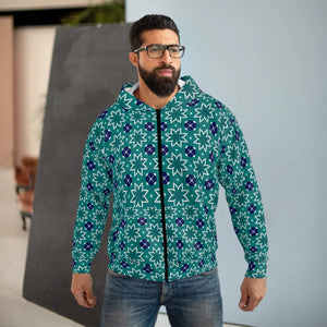 Purple Abstract Pattern Zip Hoodie - Unisex Fleece - Dipaliz - Hoodies