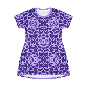 Blue Abstract Pattern Shirt Dress – Cotton - Dipaliz - Dresses - Xs