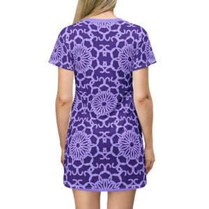 Blue Abstract Pattern Shirt Dress – Cotton - Dipaliz - Dresses - Xs