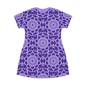 Blue Abstract Pattern Shirt Dress – Cotton - Dipaliz - Dresses - Xs