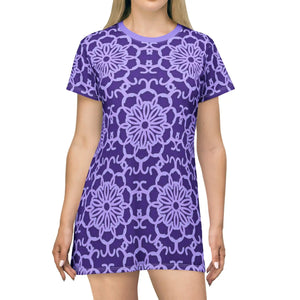 Blue Abstract Pattern Shirt Dress – Cotton - Dipaliz - Dresses - Xs