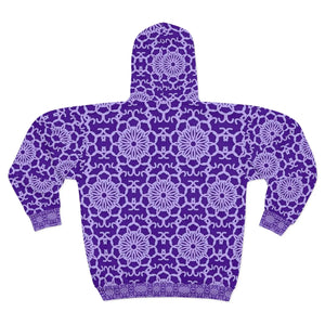 Vibrant Unisex Zip Hoodie - Purple Abstract Pattern - Dipaliz - Hoodies