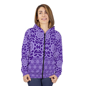 Vibrant Unisex Zip Hoodie - Purple Abstract Pattern - Dipaliz - Hoodies
