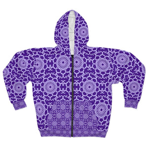 Vibrant Unisex Zip Hoodie - Purple Abstract Pattern - Dipaliz - Hoodies