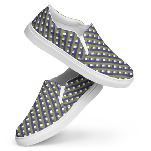 Bold Purple Check Canvas Shoes - Women’s Slip - Dipaliz - Sneakers