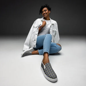 Bold Purple Check Canvas Shoes - Women’s Slip - Dipaliz - Sneakers