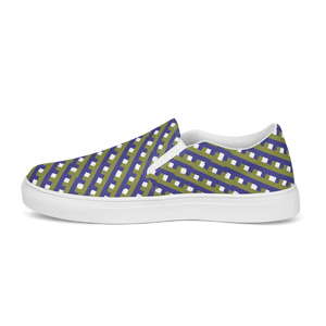 Bold Purple Check Canvas Shoes - Women’s Slip - Dipaliz - Sneakers
