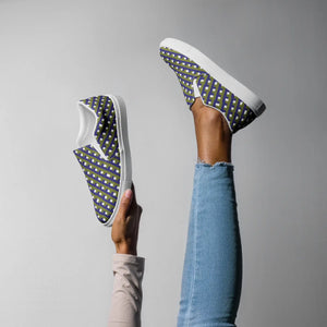 Bold Purple Check Canvas Shoes - Women’s Slip - Dipaliz - Sneakers