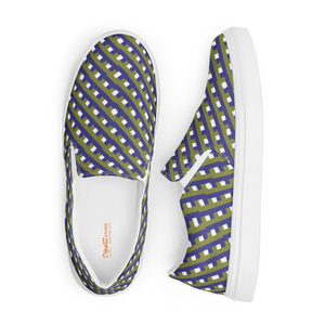 Bold Purple Check Canvas Shoes - Women’s Slip - Dipaliz - Sneakers