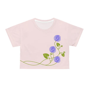 Vibrant Purple Flowers Aop Crop Tee - Silky Polyester - Dipaliz - T-shirts