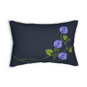 Spun Polyester Lumbar Pillow - Purple Floral Vine Design - Dipaliz - 20’’ × 14’’ - Pillows