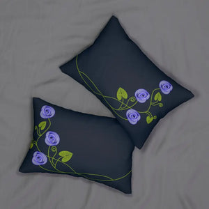 Spun Polyester Lumbar Pillow - Purple Floral Vine Design - Dipaliz - 20’’ × 14’’ - Pillows