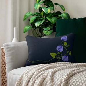 Spun Polyester Lumbar Pillow - Purple Floral Vine Design - Dipaliz - 20’’ × 14’’ - Pillows