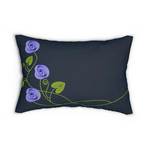 Spun Polyester Lumbar Pillow - Purple Floral Vine Design - Dipaliz - 20’’ × 14’’ - Pillows