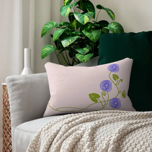 Spun Polyester Lumbar Pillow - Purple Floral Vine Design - Dipaliz - 20’’ × 14’’ - Pillows