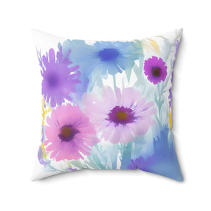 Pink Flowers Polyester Square Pillow - Dipaliz - Throw Pillows