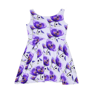 Purple Poppy Skater Dress – Soft Spandex Knit - Dipaliz - Dresses - Xs