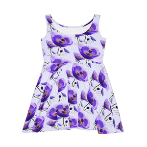 Purple Poppy Skater Dress – Soft Spandex Knit - Dipaliz - Dresses - Xs