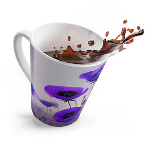 Vibrant Purple Poppy Latte Mug - Ceramic Floral - Dipaliz - Mugs