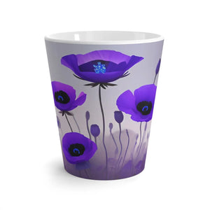 Vibrant Purple Poppy Latte Mug - Ceramic Floral - Dipaliz - Mugs