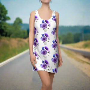 Purple Poppy Flowers Racerback Dress - Bold Street Style - Dipaliz - Dresses