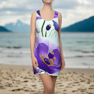Purple Poppy Racerback Dress - Floral Statement Style - Dipaliz - Dresses