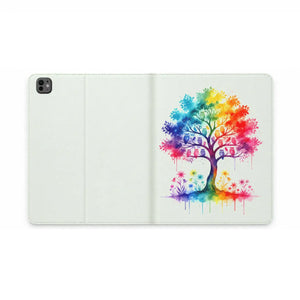 Dipaliz Rainbow Tree Tablet Folio Case Vegan Leather Pockets - Computer Accessories
