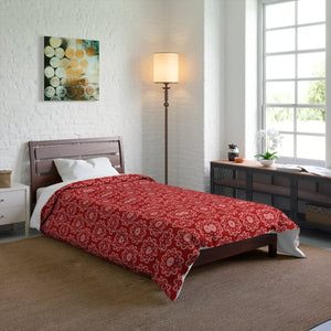 Red Floral Abstract Blanket – Soft Polyester - Dipaliz - Quilts & Comforters