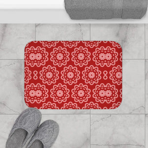 Red Geometric Bath Mat – Soft Microfiber - Dipaliz - Mats & Rugs