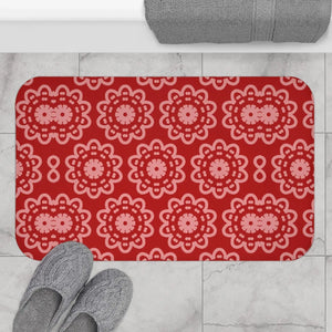 Red Geometric Bath Mat – Soft Microfiber - Dipaliz - Mats & Rugs