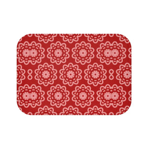 Red Geometric Bath Mat – Soft Microfiber - Dipaliz - Mats & Rugs