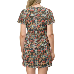 Dipaliz Retro Concentric Circles All-over Print Dress - Dresses