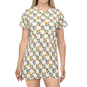Dipaliz Retro Wildflower All-over Print T-shirt Dress - Dresses