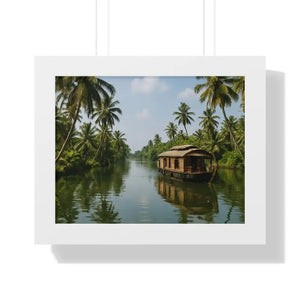 Poster - Gallery Canvas Palm Trees River Beach Decor Art - Dipaliz 14″ x 11″ / White