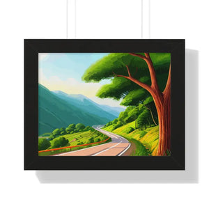 Gallery Canvas Wraps Scenic Road Trees Framed Poster by Dipaliz - 14″ x 11″ / Black - Posters Prints & Visual Artwork