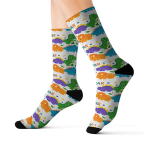 Dipaliz Roar Sublimation Socks Colorful Kids Crew