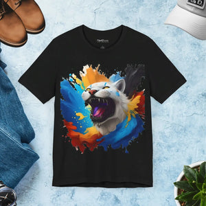 Roaring White Lion Jersey Short Sleeve - Paint Splash - Dipaliz - T-shirts