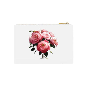 Elegant Rose Floral Cosmetic Bag - Cotton Canvas - Dipaliz - & Toiletry Bags