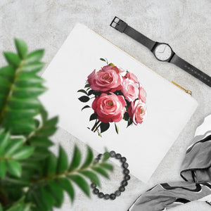 Elegant Rose Floral Cosmetic Bag - Cotton Canvas - Dipaliz - & Toiletry Bags
